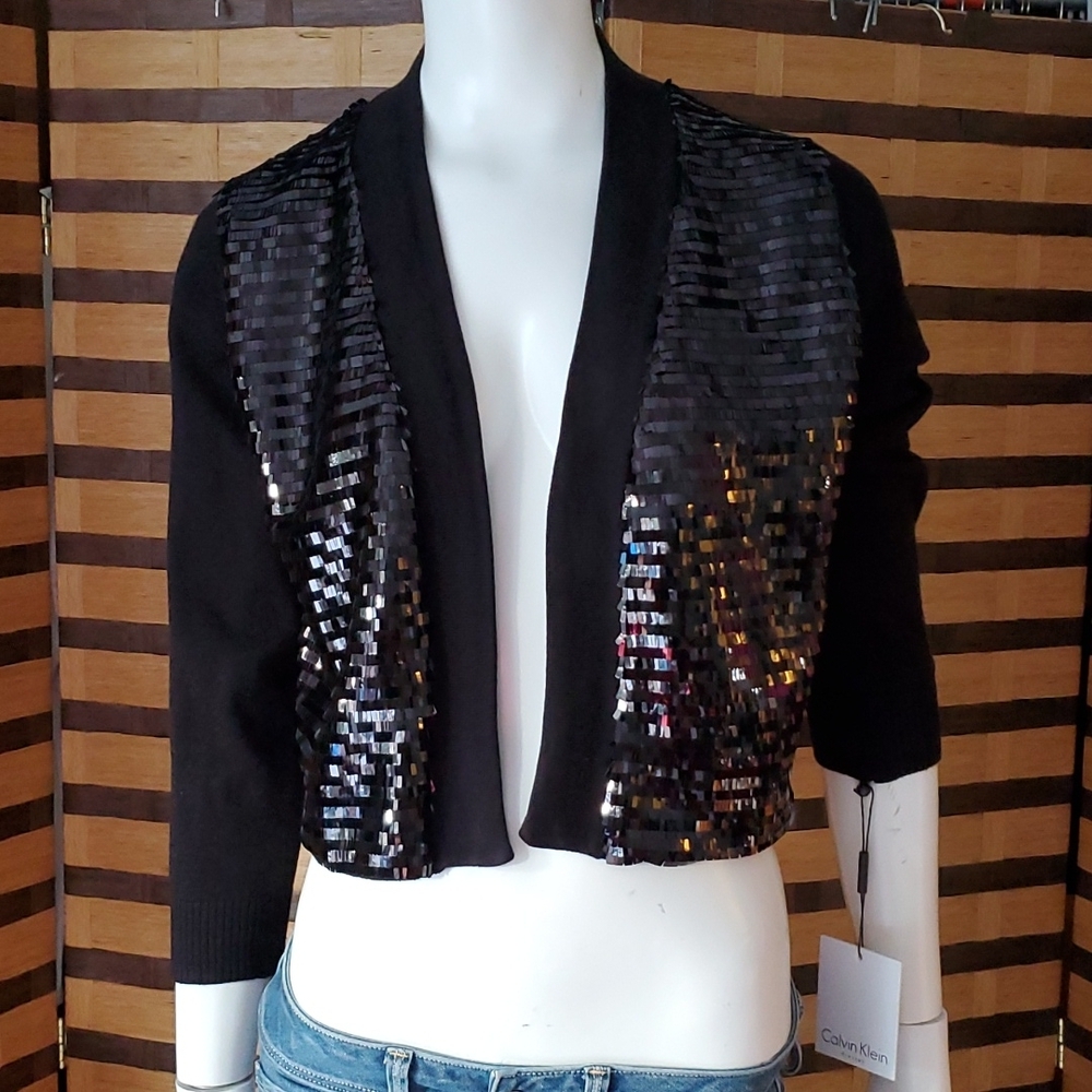 NWT!  Calvin Klein Sequin Bolero sweater